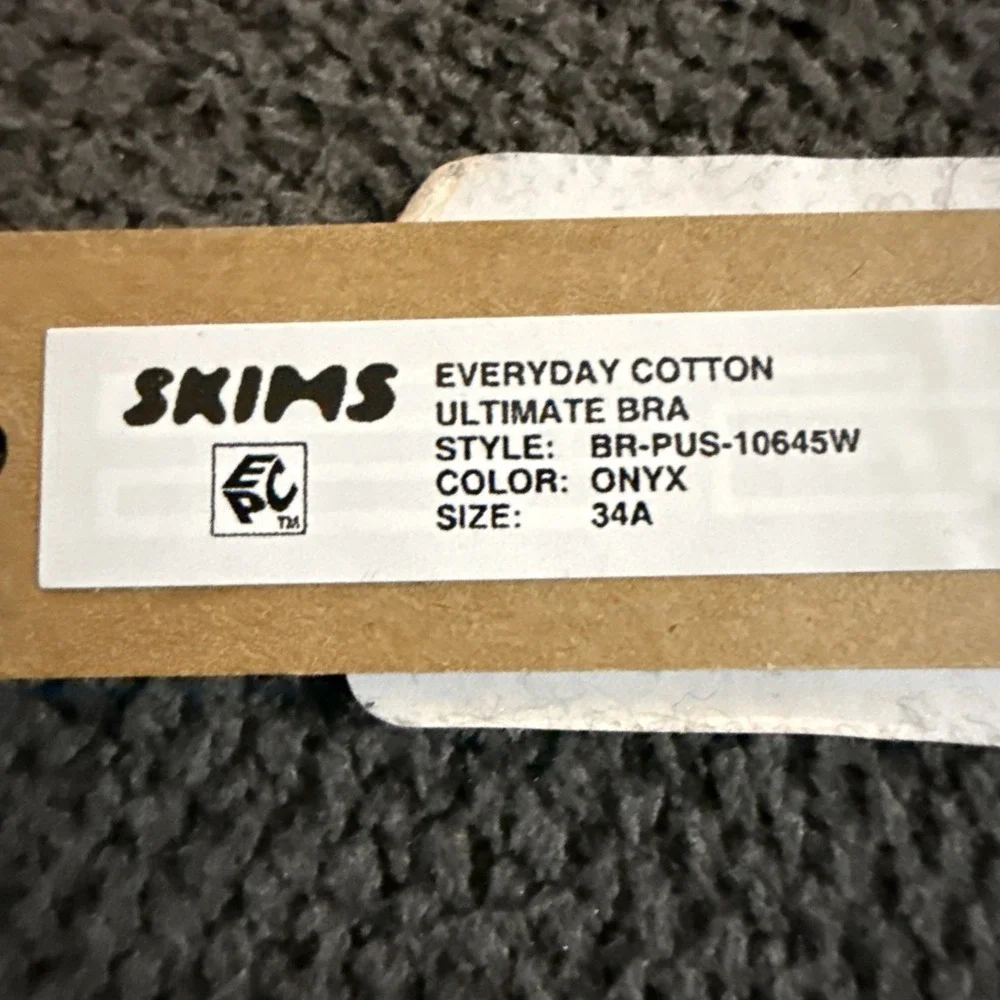 Skims Everyday Cotton Ultimate Bra - New - Onyx - 34A